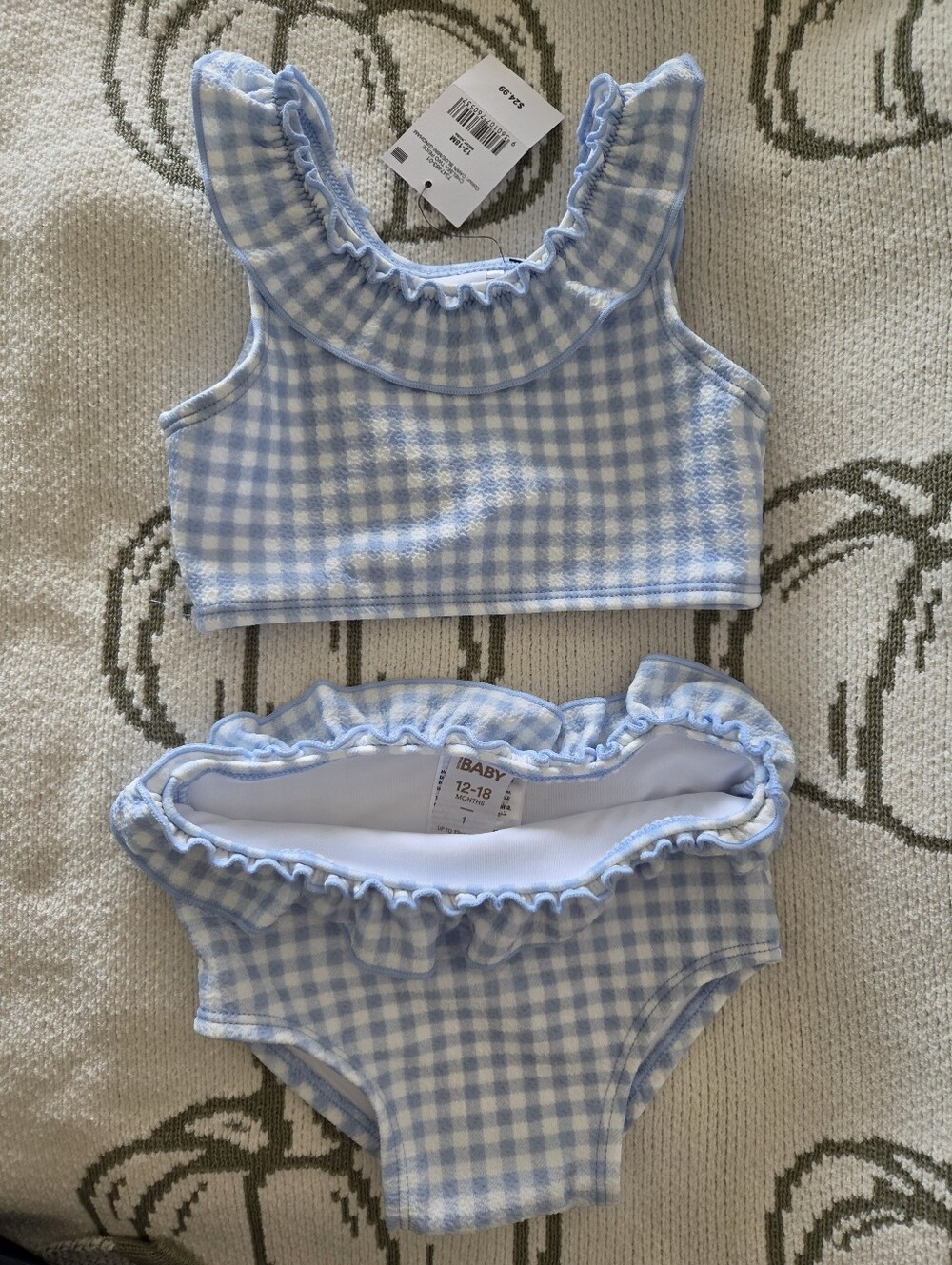 Baby Blue Gingham Ruffle Two-Piece Swim Set - Baby